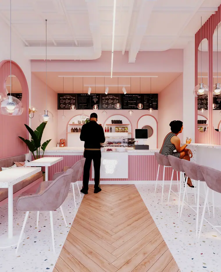 Double Scoop, food & beverage interior by AGC in Abu Dhabi
