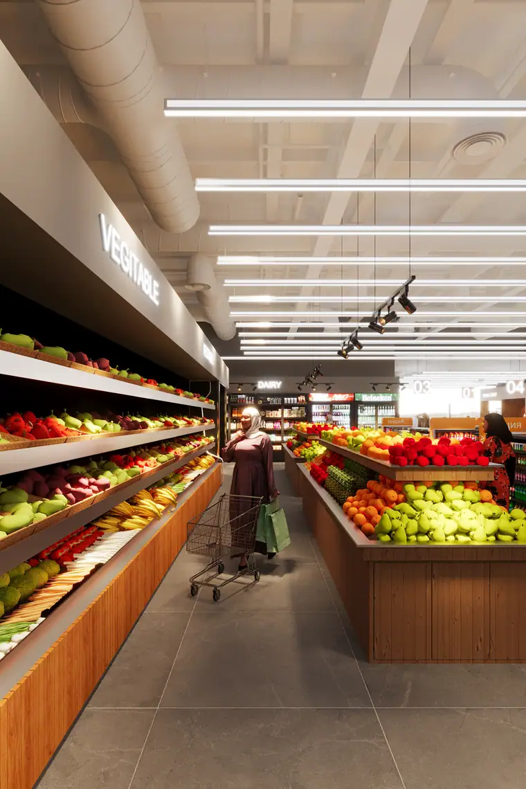 Jas Supermarket, retail interior by AGC in Abu Dhabi, photo 2 of 15