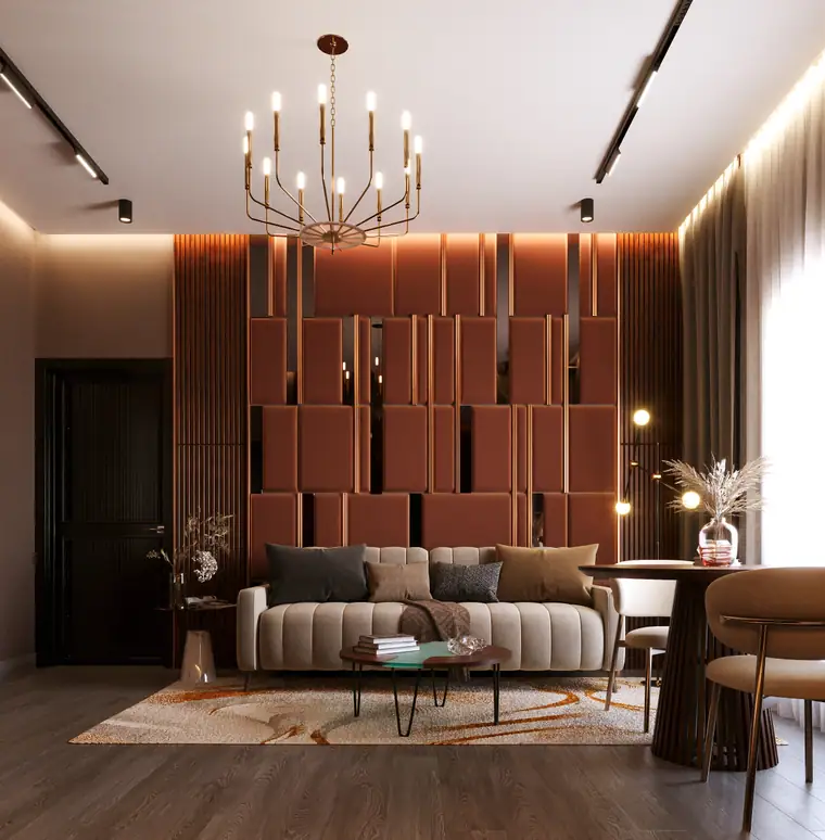 Bespoke furniture and styling by AGC in a living room, Abu Dhabi