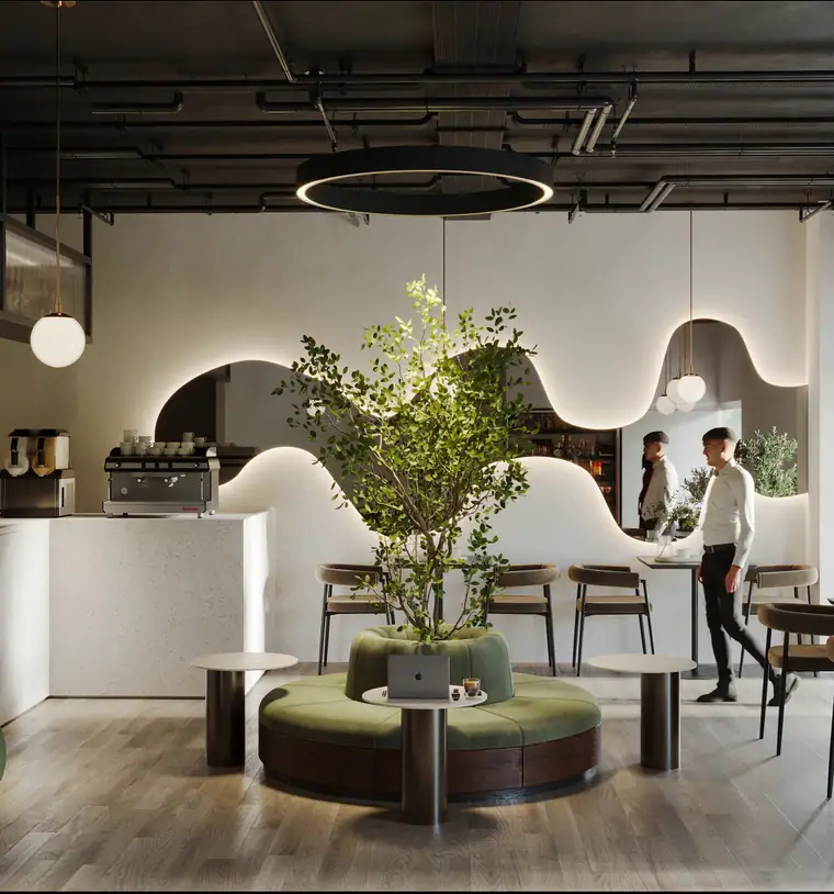 Campus café interior designed and built by AGC at Zayed University, Abu Dhabi